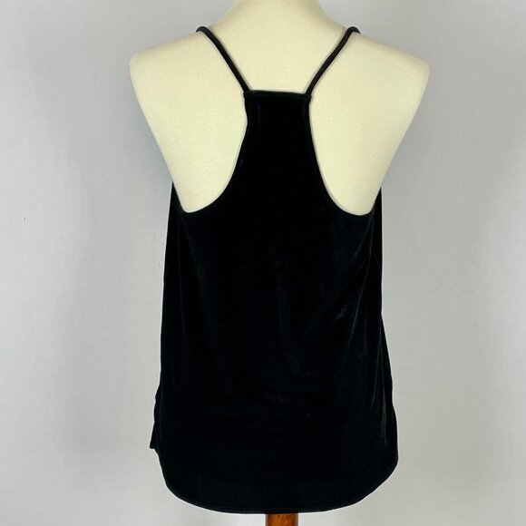 Vtg Y2K Abercrombie & Fitch Black Velvet Plunge Neck Halter Top Sz XS Whimsigoth - Picture 4 of 7